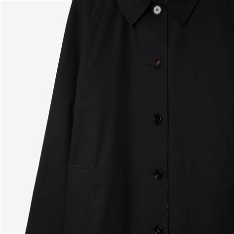 Long Reversible Gabardine Car Coat in Black 